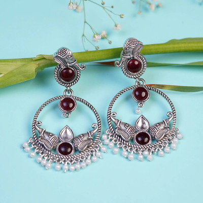 Zoey Silver Plated Oxidised Dangler Earings Beads Alloy Drops & Danglers, Earring Set