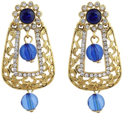 Angel In You Exclusive Design Gold Plated Stone Studded Blue Drop Earring_AIY Cubic Zirconia Brass Drops & Danglers