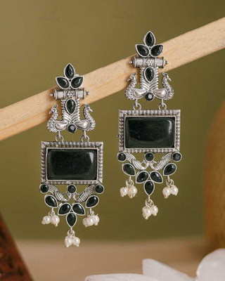 DANGAR ENTERPRISE Long Dangler Earrings Silver Oxidized Earrings Ethnic Wear Earrings Alloy Drops & Danglers