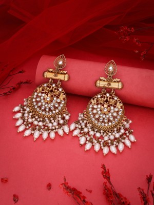 Alasca Pack of 1 Gold Drop & Danglers Earring for Women & Girls Diamond Brass Chandbali Earring