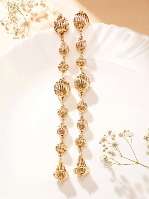 Priyaasi Gold Plated Shoulder Duster Statement Drop Earrings Brass Drops & Danglers