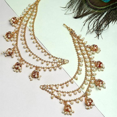 Ricious Fancy Earring bahubali Earring Supporter Earchain Kaan Chain Earring chain Beads Brass Ear Thread