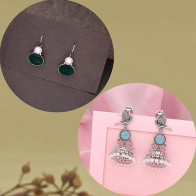 brado jewellery Silver Earring for Women & Girls Beads Brass Drops & Danglers, Stud Earring