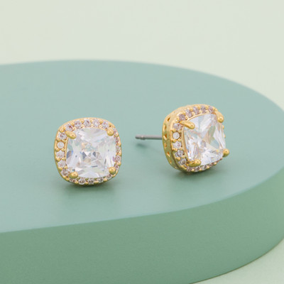Kushal's Fashion Jewellery White Gold-Plated Party Zircon Stud Earring Zircon Copper Stud Earring