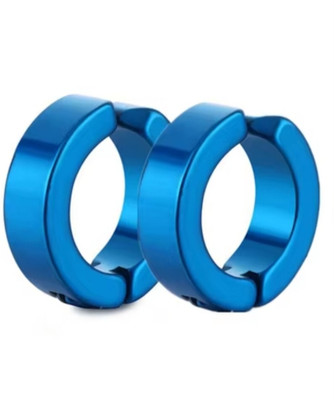 Vedansh Piyush Enterprises Stylish Blue Colour Magnetic Unisex Hoop Stud Earrings Stainless Steel Hoop Earring