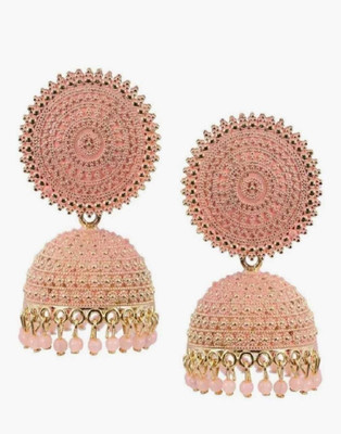 pas Traditional soft pink golden Beaded Earrings for Women & Girls for party Beads, Pearl Alloy Stud Earring, Jhumki Earring, Earring Set, Drops & Danglers