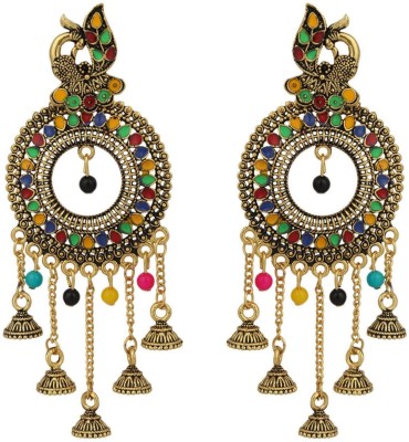 BHANA FASHION Traditional Gold plated Party Wear Antique Multicolour Tasselled Earring_BF Pearl Brass Drops & Danglers