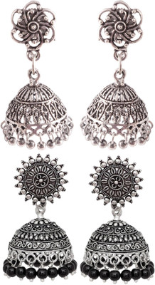 Haniya Oxidized Silver plated handmade Jhumka Jhumki Earrings Brass, Brass Jhumki Earring