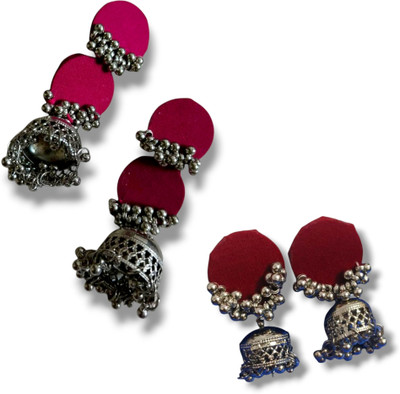 DIPRIYA GALLERY MAROON FABRIC STUD EARINGS COMBO PACK OF 2 Fabric Stud Earring