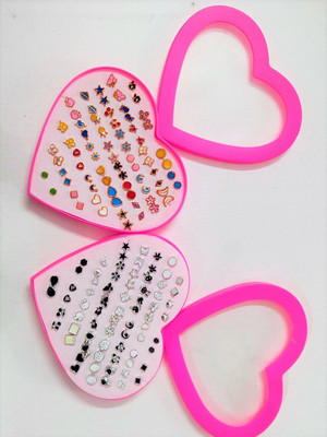 MEHAK CREATION Combo of 2 Boxes of 36 Pairs(each Box) of Earrings for Girls(2 Box) Plastic Stud Earring