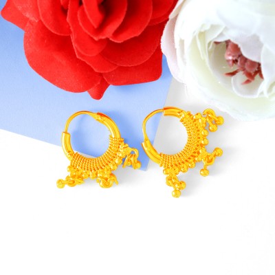 Drashti Collection Traditional Micron Plated Lock Bali Earring For Daily Use Brass Chandbali Earring