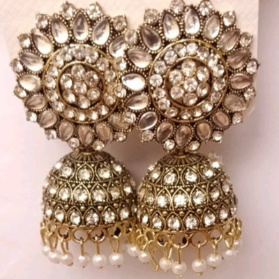 Reshu BRIDAL KUNDAN JHUMKHAS Agate Brass Jhumki Earring