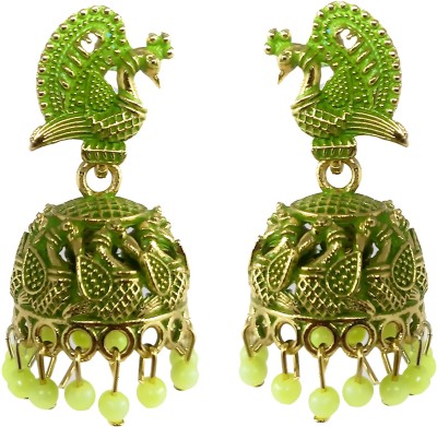 Happy Stoning Peacock Inspired Jhumki Earrings Brass Jhumki Earring