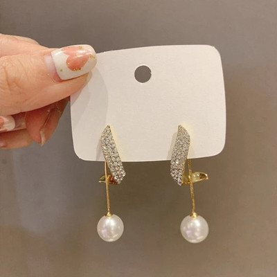 JDENTERPRISES Korean Studded Wing Pearl Tassel Drop Earrings For Women/Girls Pearl Alloy Drops & Danglers
