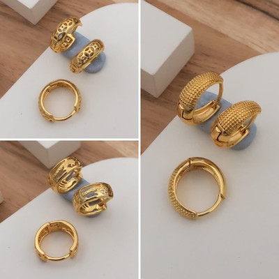 Weroxa Combo Of 3 Brass Huggie Earring