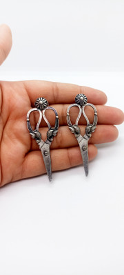 Trika fashion Trika Vintage Scissor Oxidised Earrings — TRK-SCISSOR-01 German Silver Plug Earring