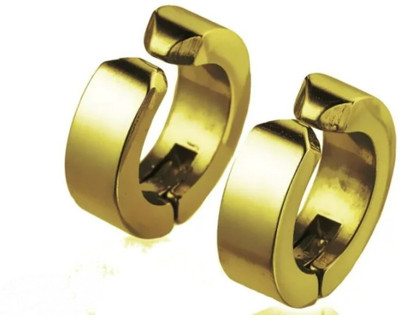 house of common Piyush Enterprises Stylish Golden Colour Magnetic Unisex Hoop Stud Earrings Brass Hoop Earring