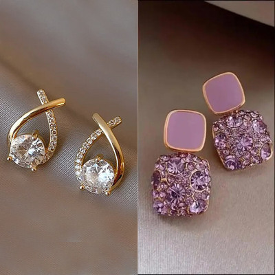 Glamshe New Trending Combo Pack Of 2 korean Stud Earrings For Women and Girls Alloy Earring Set