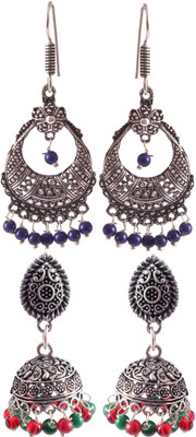 Haniya Oxidized Silver plated handmade Jhumka Jhumki Earrings German Silver, Alloy Jhumki Earring