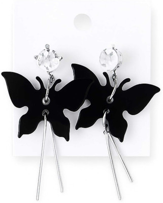 Noya Black CZ Butterfly Drops Metal Earring Set