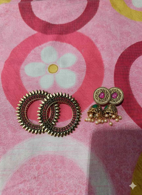 Jerry Multicolour jhumka & black stud earrings pack of 2 Alloy Earring Set
