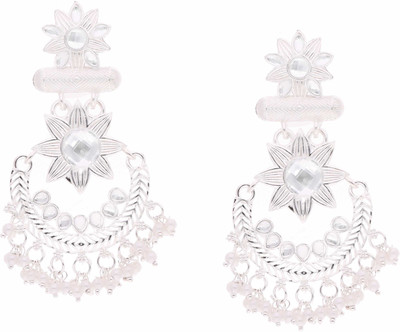 Vedda Silver Plated Earring for Women & Girls Diamond Brass Drops & Danglers