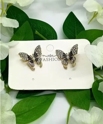 Saugaat Craft Korean Butterfly With AD Stud Earrings For Women Girls Stylish Trendy Party Wear Alloy Drops & Danglers, Huggie Earring, Earring Set