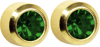 STUDEX Regular Gold Plated Bezel May Emerald Stone Stud Earring