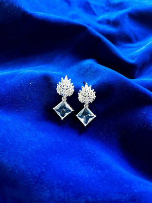 Hengar Traders AD_Square_White-3 Cubic Zirconia Alloy Earring Set