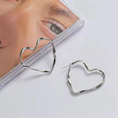 ADORNITY Heart Shape Hoop Earrings For Women Stainless Steel Hoop Earring