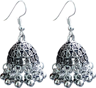 Aynur jewels Simple & Classic Silver Oxidised jhumka for Girls & women. Alloy Jhumki Earring