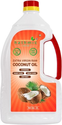 hathmic Raw Extra Virgin Cold Pressed Coconut Oil, 2L Coconut Oil PET Bottle(2 L)