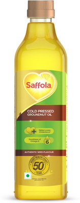 Saffola Cold Pressed Groundnut Oil | Helps Lower Cholesterol | Goodness of Omega 6 Groundnut Oil PET Bottle(1 L)