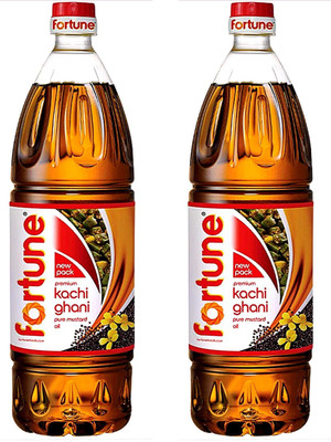 FORTUNE PREMIUM KACHI GHANI MUSTARD OIL COMBO Mustard Oil Plastic Bottle(2 x 1 L)