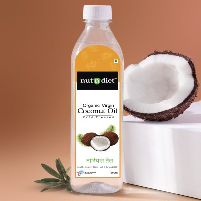 nutndiet Extra Virgin Coconut Oil Cold Pressed, Pure Organic Coconut Oil Coconut Oil PET Bottle(500 ml)