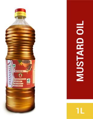 PATANJALI Pure kachi Ghani/Chekku, Sarson Tel Mustard Oil Plastic Bottle(1 L)