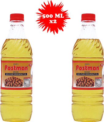 Postman Double Filtered 500ml Pure & Natural Groundnut Oil PET Bottle(2 x 0.5 L)