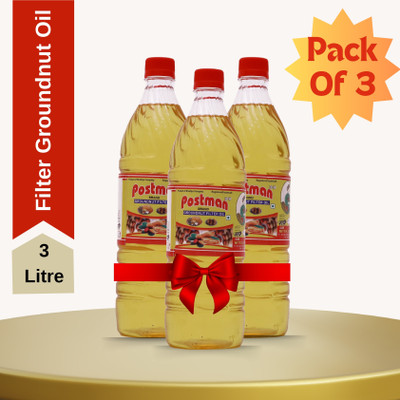 Postman Filtered Groundnut Oil Groundnut Oil Plastic Bottle(3 x 1 L)
