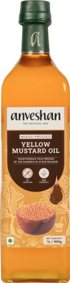 Anveshan Wood Cold Pressed Kacchi Ghani Mustard Oil Glass Bottle(1000 ml)
