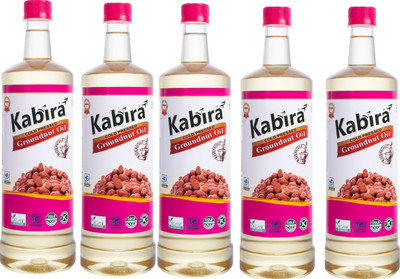 Kabira Cold Pressed Groundnut Cooking Oil | Enriched with MUFA & OMEGA 6 PUFA Groundnut Oil Plastic Bottle(5 x 1 L)