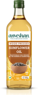 Anveshan Wood Cold Pressed Kolhu/Chekku Sunflower Oil PET Bottle(1000 ml)