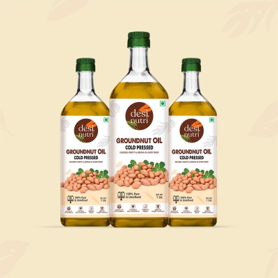 Desi Nutri Cold Pressed Groundnut Oil Pack of 3 Groundnut Oil Plastic Bottle(3 x 1000 ml)