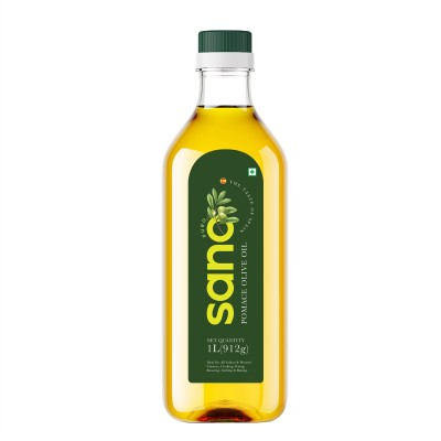 Sano Cold Pressed Pomace Olive Oil 1Ltr Improves Mood and Mental Health Olive Oil PET Bottle(1 L)