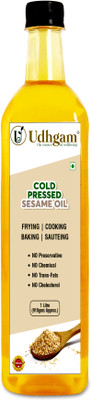 Udhgam Wooden Churned Cold Pressed Sesame oil / Gingelly Oil Kacchi Ghani/Kolhu/Chekku Sesame Oil PET Bottle(1 L)