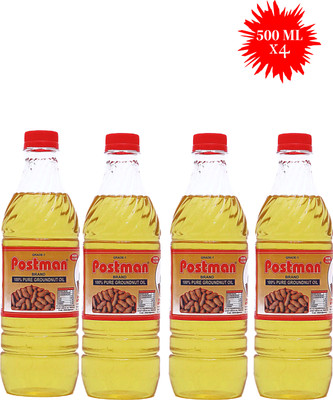 Postman Double Filtered Cold Pressed 500ml Pure Groundnut Oil PET Bottle(4 x 0.5 L)