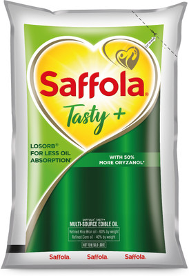 Saffola Tasty Refined Cooking Oil Rice bran & Corn Blended Oil Pouch(1 L)