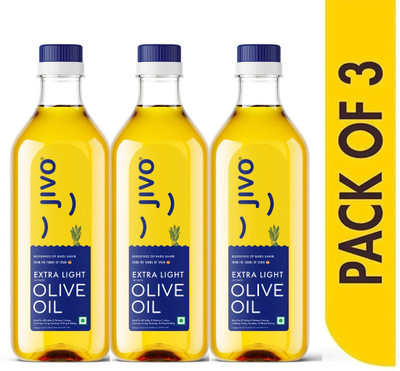 JIVO Extra Light 3 Litre Cooking Oil Olive Oil PET Bottle(3 x 1 L)