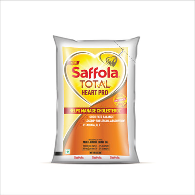 Saffola Total Heart Pro Rice Bran & Sunflower refined cooking oil Blended Oil Pouch(910 g)