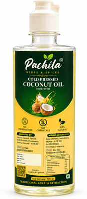 Pachila Herbs & Spices Kerala Cold Pressed Coconut Oil | 100% Pure & Unrefined | Coconut Oil(500 ml)