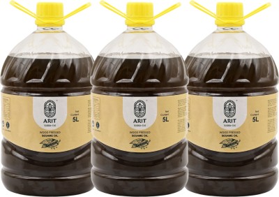 ARIT wood pressed black sesame / gingelly oil along with glass bottle oil dispenser Sesame Oil PET Bottle(3 x 5 L)